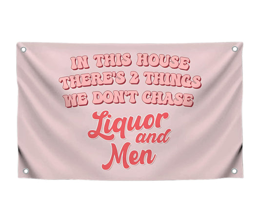 3x5 FT Liquor and Men Flag with 4 Brass Grommets - Meme Tapestries Funny Single Sided Flag Banners for Room Teen - Funny Tapestry for Bedroom