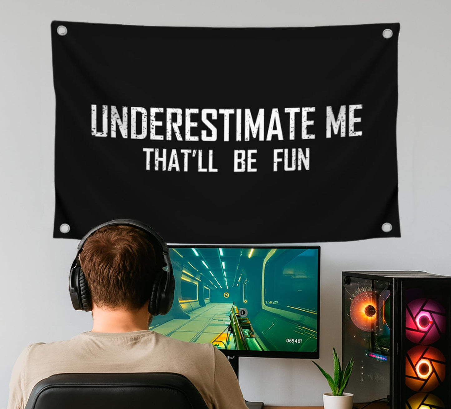 3x5 Feet Motivational Flag "Underestimate Me That'll Be Fun" with Four Brass Grommets - Inspirational Quotes Entrepreneur Wall Banner