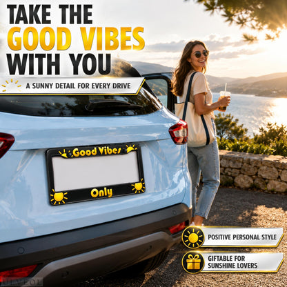 6x12 in Good Vibes Only Sunshine License Plate Frame – Black & Yellow