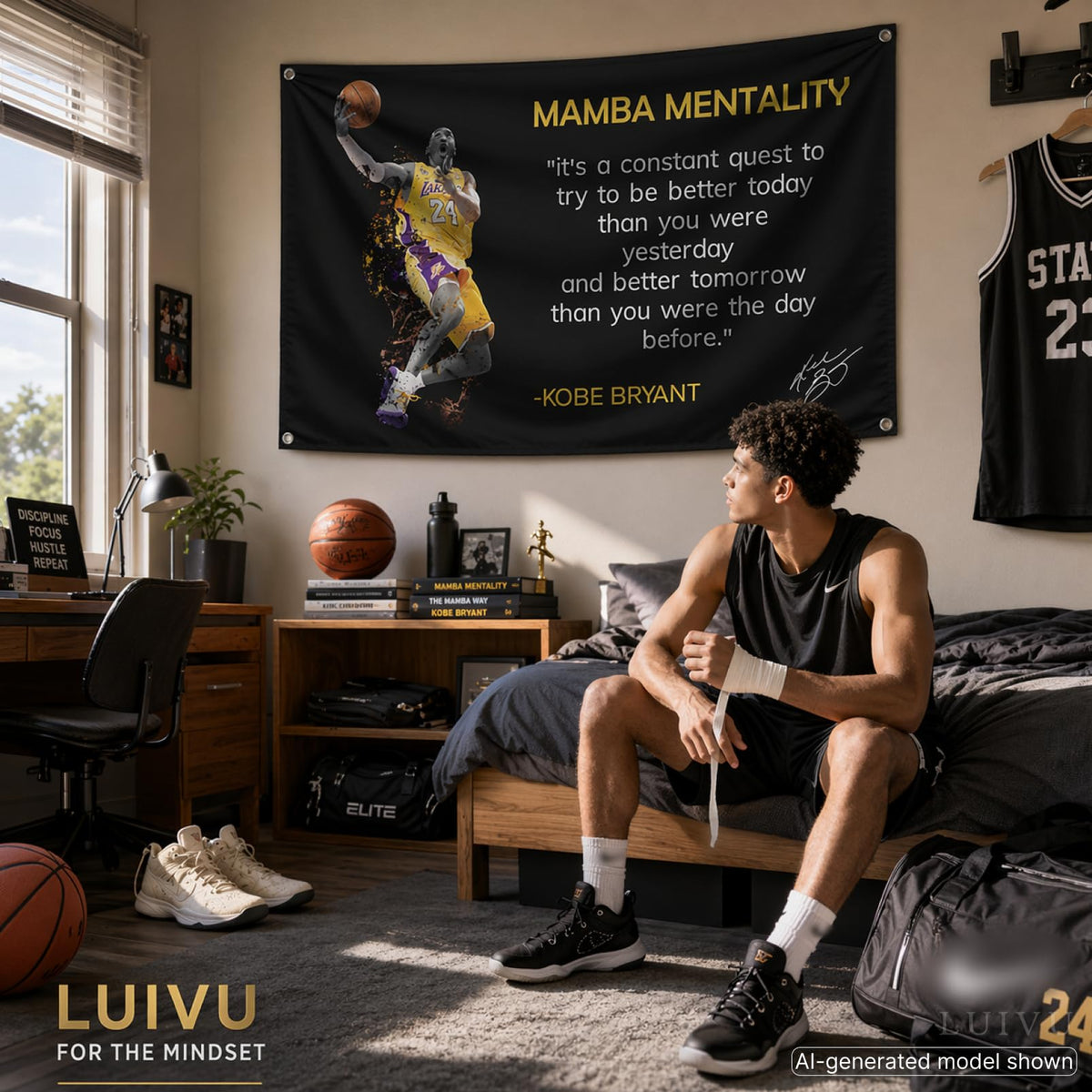 3x5 ft Kobe Mamba Mentality Flag – Basketball Motivational Banner