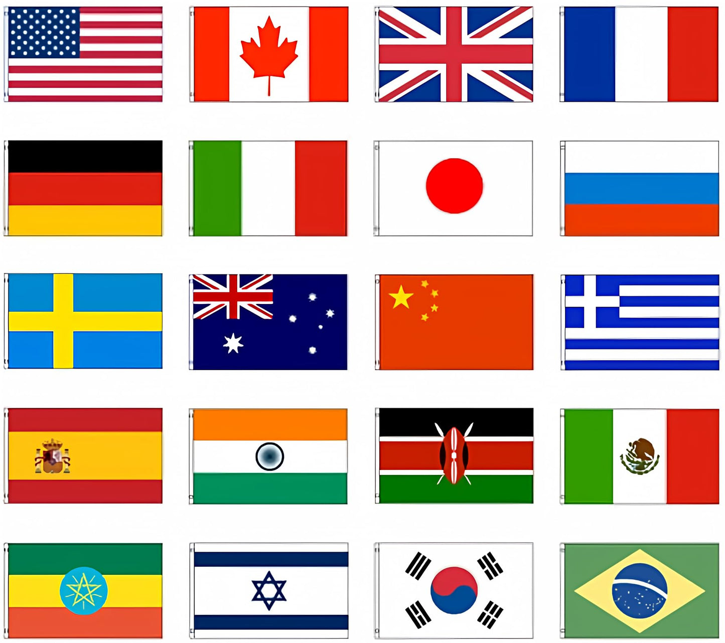 International 3x5 Flag Set of 20 Country Countries Polyester Flags Grommets Banner Brass Grommets House Banner Brass Grommets Fade Resistant