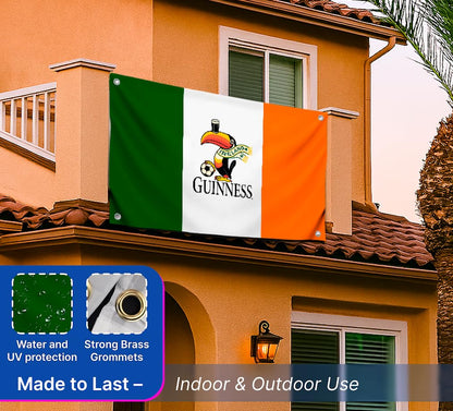 3x5 Ft Parrot Polyester Flag with Quote "Guinness" with 4 Brass Grommets - Ireland Garden Yard Porch Patio Banner for Decor - Parrot Single Sided Flag