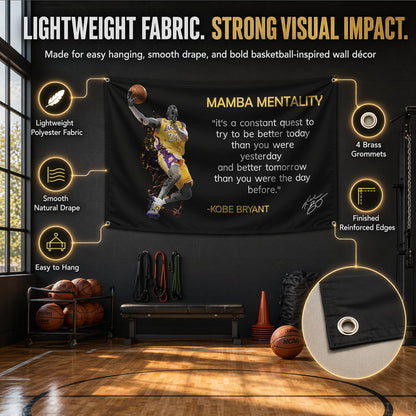 3x5 ft Kobe Mamba Mentality Flag – Basketball Motivational Banner