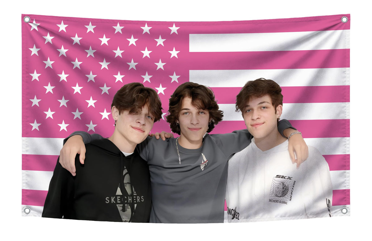 3x5 ft American Triplets Funny Flag – Pink Dorm & Bar Banner