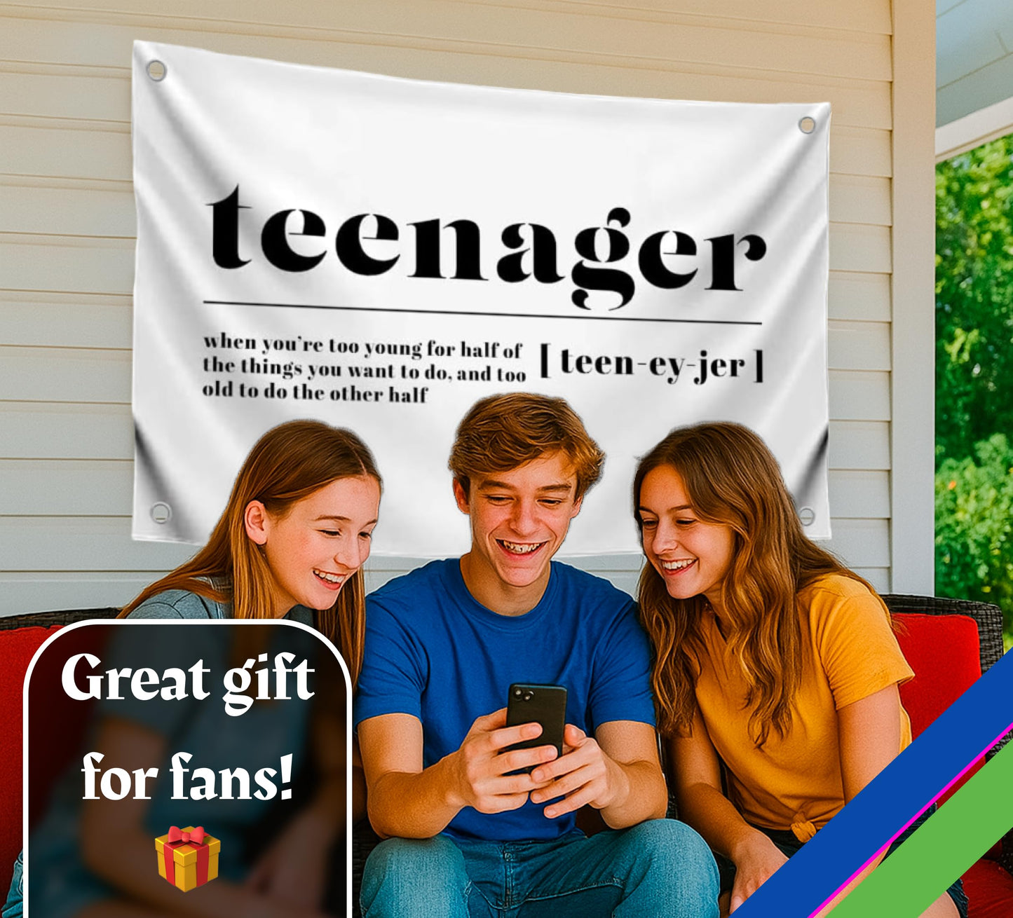 3x5 Feet Meme Flag with Quote "Teenager" with Four Brass Grommets - Polyester Banner for Decor Student Bedroom.Funny Wall Flags for Decoration College