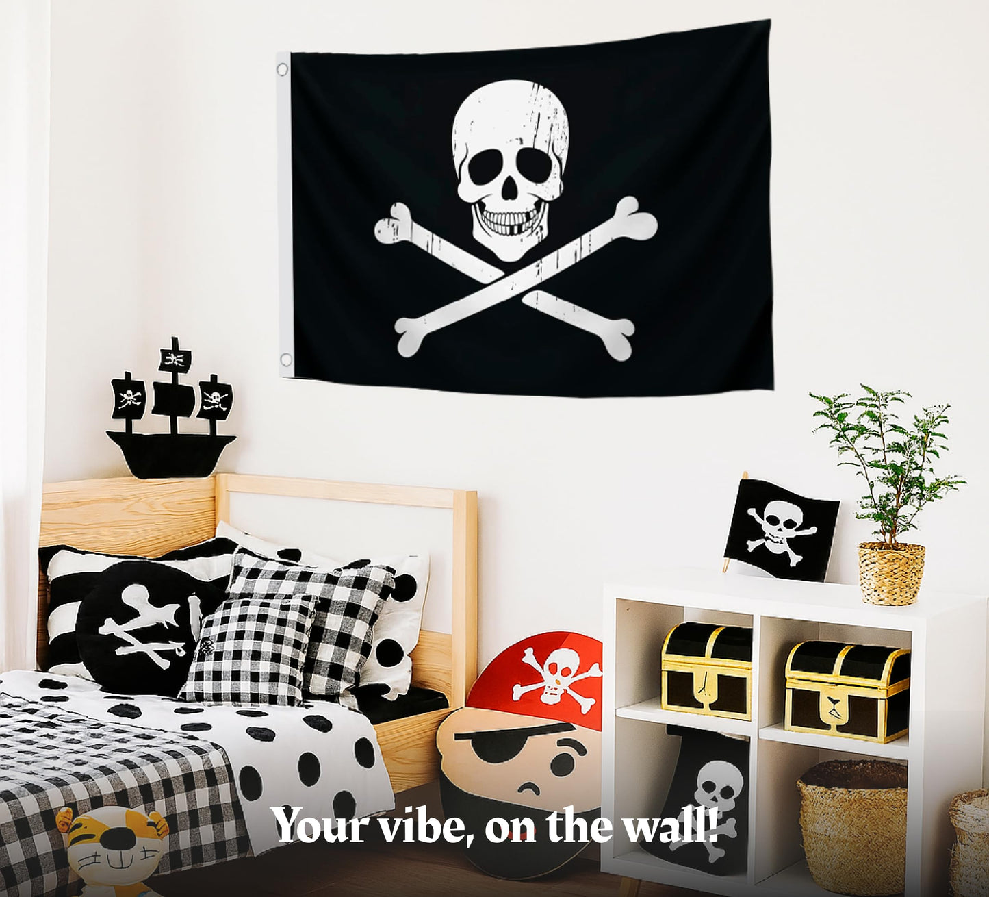 12x18 Inch Black Pirate Skull and Home Polyester Flag - Garden Yard Porch Patio Banner Single Sided Flags with 2 Grommets for Decor - Pirate USA Flag