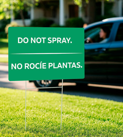 3 Pack 12x8 Inches Green Do Not Spray Plastic Sign with H-Metal Stakes - Please Stay Off My Grass Yard Sign - Neighborhood Street Caution Yard Signs