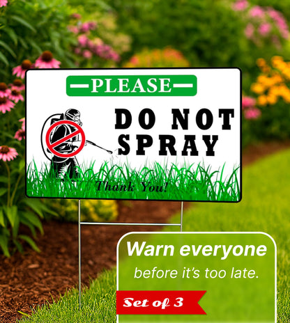 3 Pack 12x8 Inches Do Not Spray, Thank You with Metal Stakes - Plastic Double Sided Neighborhood Street Caution Yard Signs