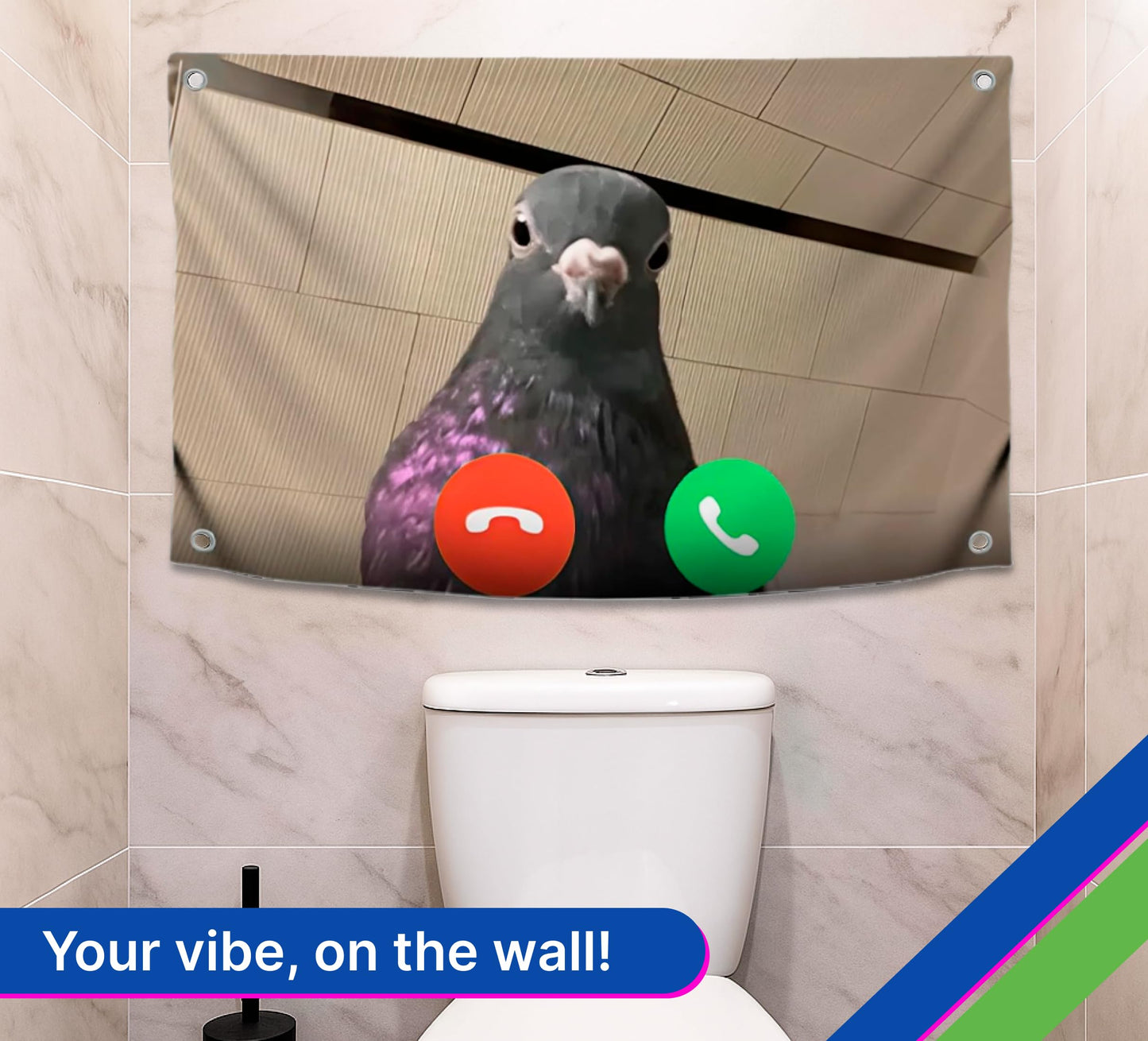 3x5 Feet Meme Flag Funny Dove with Four Brass Grommets - Single Sided Cool Meme Banners for Room - Funny Polyester Tapestry for Guys Bedroom