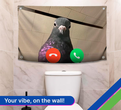 3x5 Feet Meme Flag Funny Dove with Four Brass Grommets - Single Sided Cool Meme Banners for Room - Funny Polyester Tapestry for Guys Bedroom