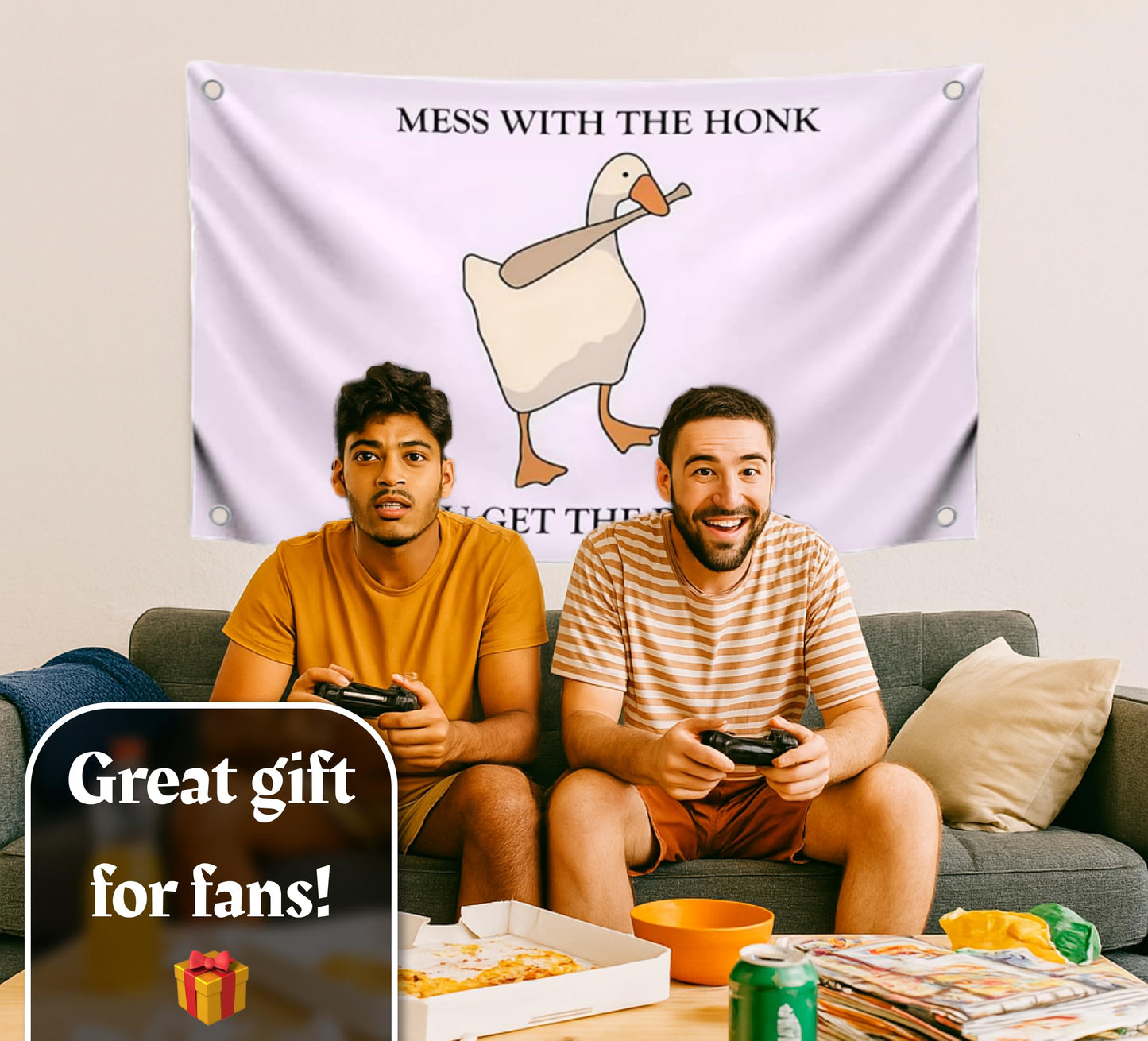 3x5 Feet Single Sided Flag with 4 Brass Grommets - Cartoon Meme Polyester Flag "Mess with the Honk" - Poster with Illustration Humorous