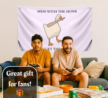 3x5 Feet Single Sided Flag with 4 Brass Grommets - Cartoon Meme Polyester Flag "Mess with the Honk" - Poster with Illustration Humorous