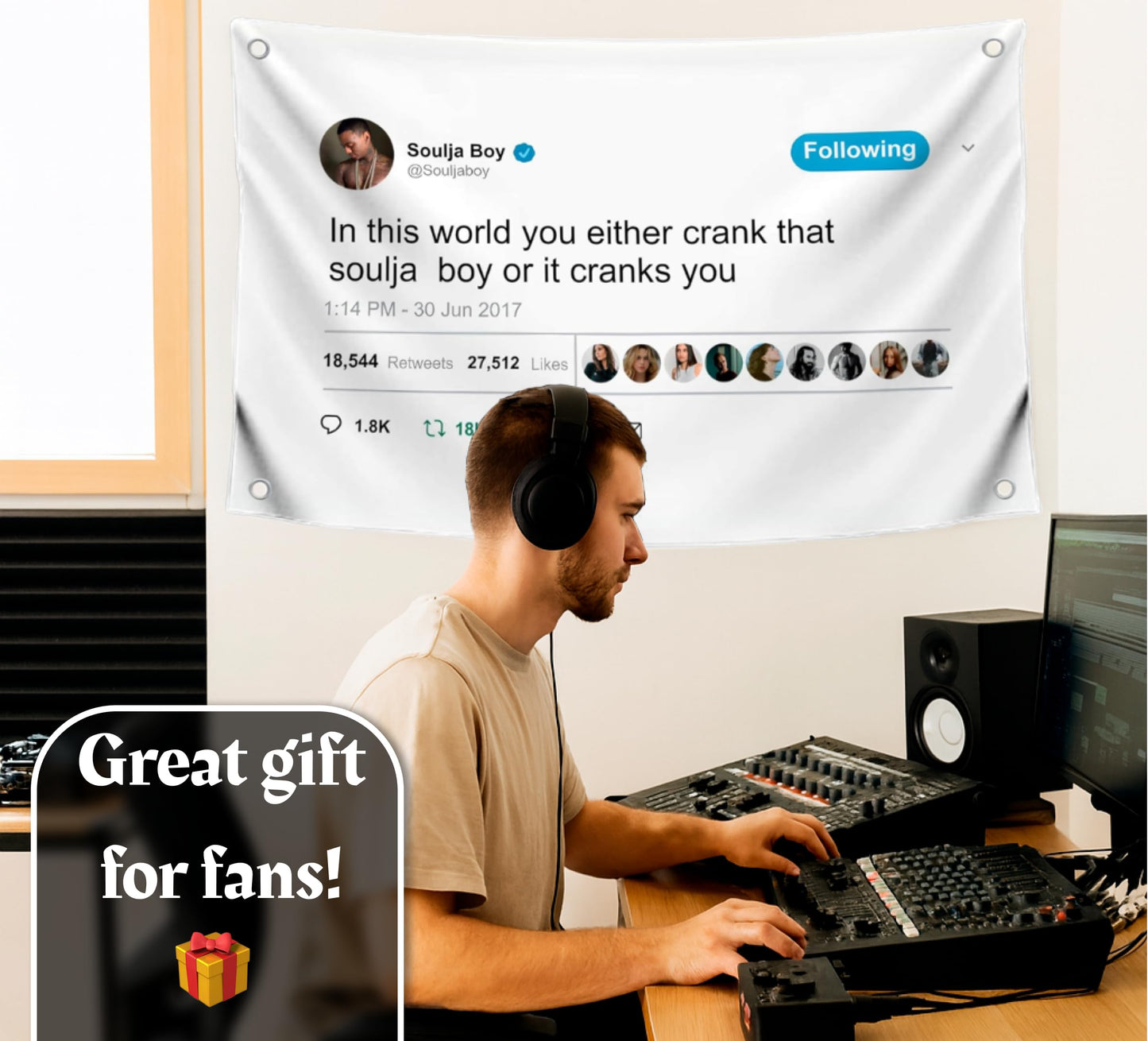 3x5 Feet In This World You Either Crank That Soulja Boy Polyester Flag with 4 Brass Grommets - Funny Poster Wall for College Dorm Room Decor
