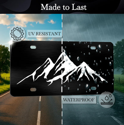 6x12.25 Inch Personalized Mountains License Plate Frame - Black and White Mountain License Plate Frames with 4 Holes and Screw