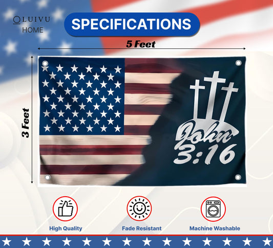 3x5 Ft American Flags Polyester with Two Brass Grommets - Faith Over Fear House Yard Decor Banner. Easter Outdoor or Indoor Flag. Flag for 4th of July