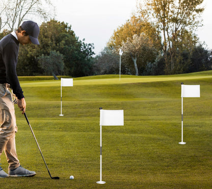 Set 3X Single Sided 8x6 Inch Solid White Golf Polyester Flag - Mini Putting Green Flags for Backyard Practice in 420D Nylon - Small Banner Solid