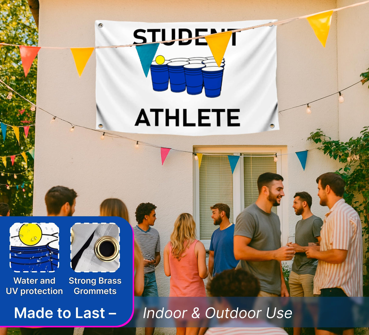 3x5 Feet Student Athlete College Polyester Flag - Dorm Room Banner Indoor and Outdoor with 4 Grommets - College Dorm Room Frat Wall Outdoor Hanging