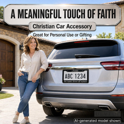 6x12.25 in Jesus The Name Above All Names License Plate Frame – Black Aluminum