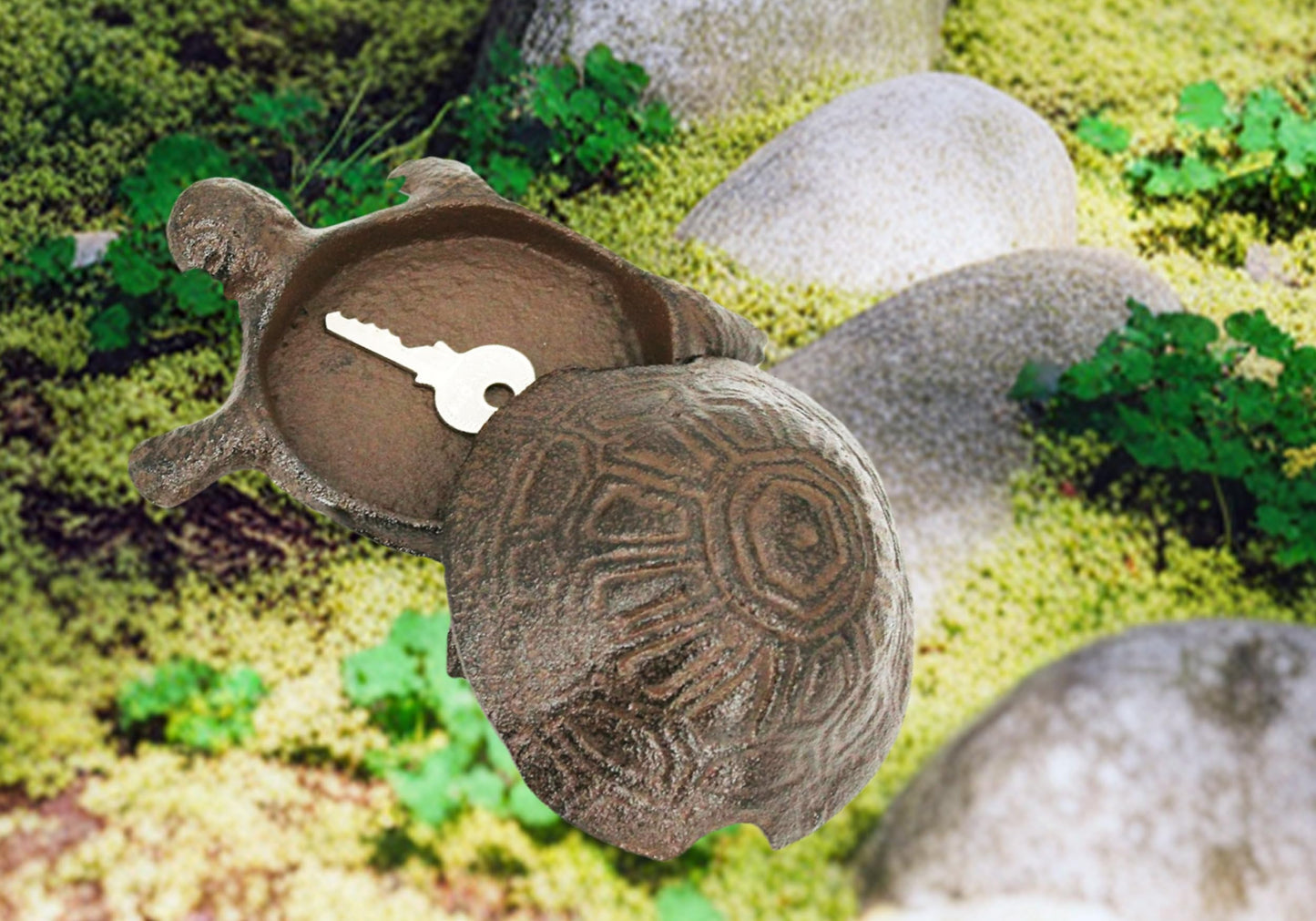 ULVEOL Top Brass Turtle Key Hider Figurine - Cast Iron Garden Statue with Secret Compartment for Used Indoor and Outdoor