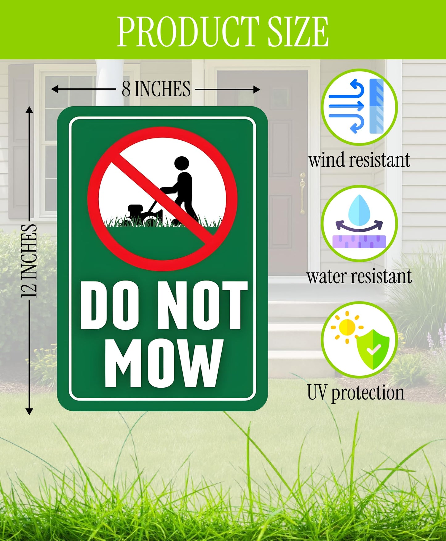 Set of 3 Double Sided 12x8 Inches Do Not Mow Sign with Metal Stakes.Plastics Garden Mow Signs for Outdoor and Indoor.No Mowing Beyond This Point Sign