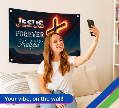 3x5 Feet Polyester Flag "Forever Faithful" with 4 Brass Grommets - Decoration Garden Banner for Indoor or Outdoor - Tapestrys Christian Cool Wall Flag