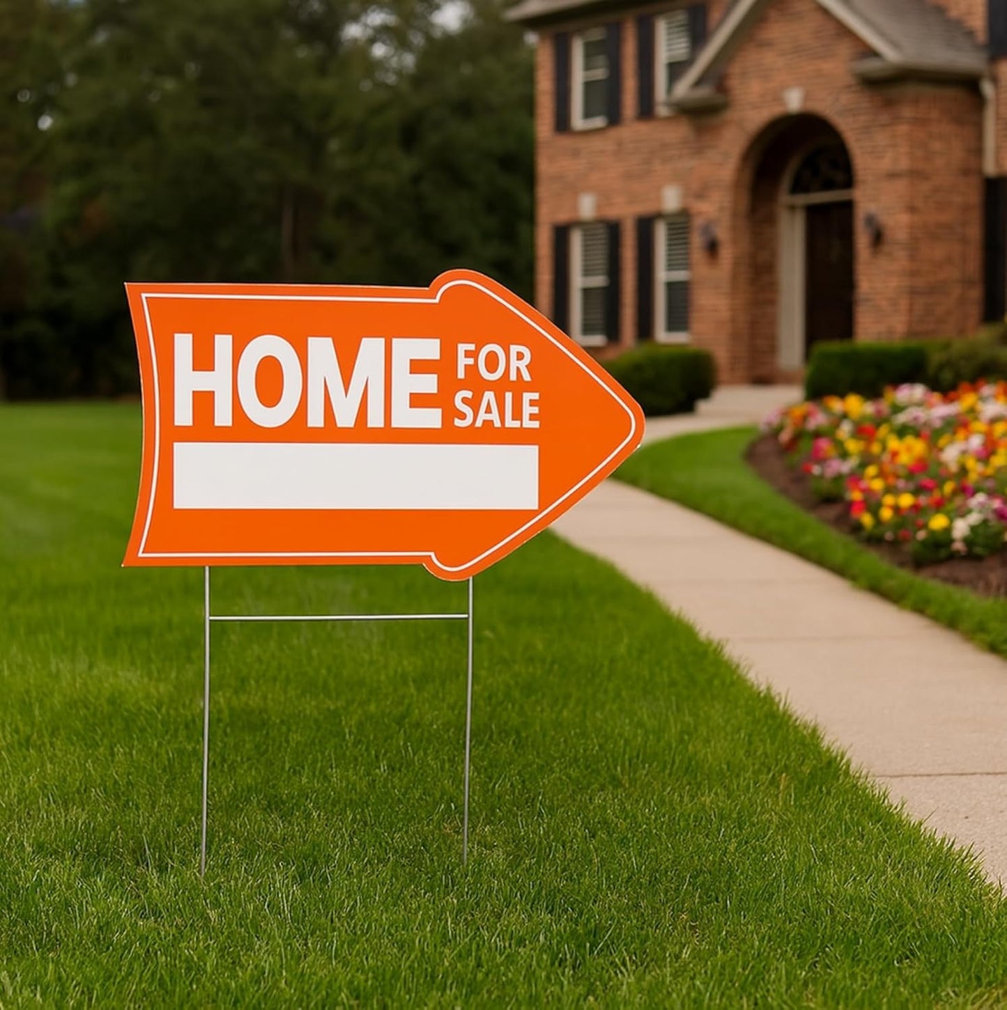 Pack of 4 Home for Sale Sign with Stakes - 12x8 inch Double Sided Home for Sale by Owner Yard Sign