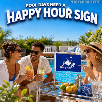 12x18 in Happy Hour Fish Flag – Double-Sided Boat & Garden Flag