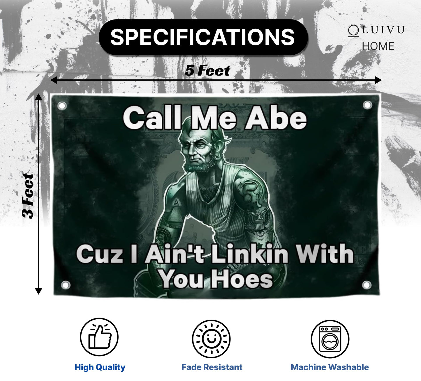 3x5 Feet Meme Linkoln Polyester Flag Quoted Call Me Abe Cuz I Ain't Linkin with You with Four Brass Grommets.Tapestry Funny President Flag for College
