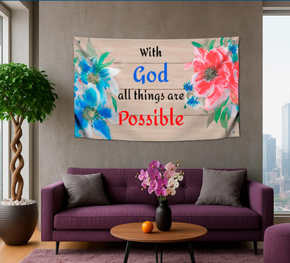3x5 Ft with all Things are Possible Spring Decor Polyester Single Sided Flag - Banner House Yard Garden Outside Decor with 4 Grommets