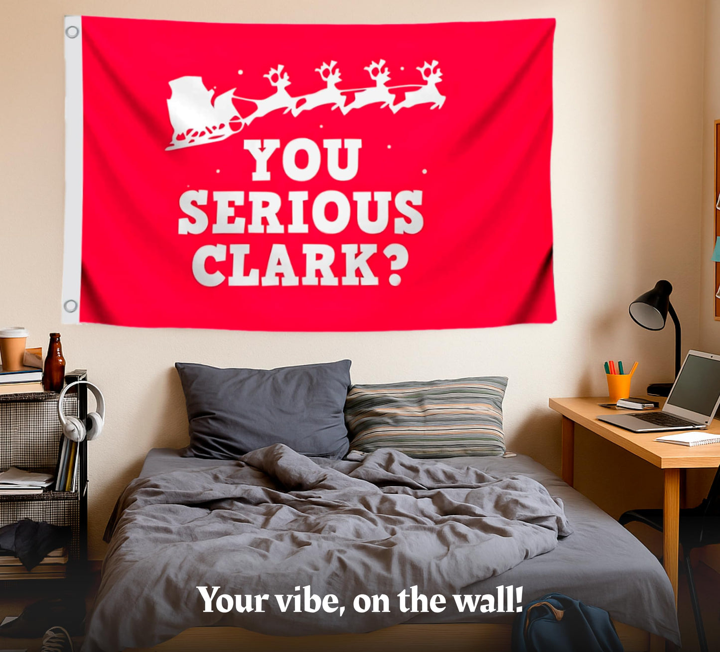3x5 Ft Winter Merry Christmas Polyester Flag with 2 Grommets - You Serious Clark? - Single Sided Decoration Funny Holiday Flags for Outdoor Farmhouse