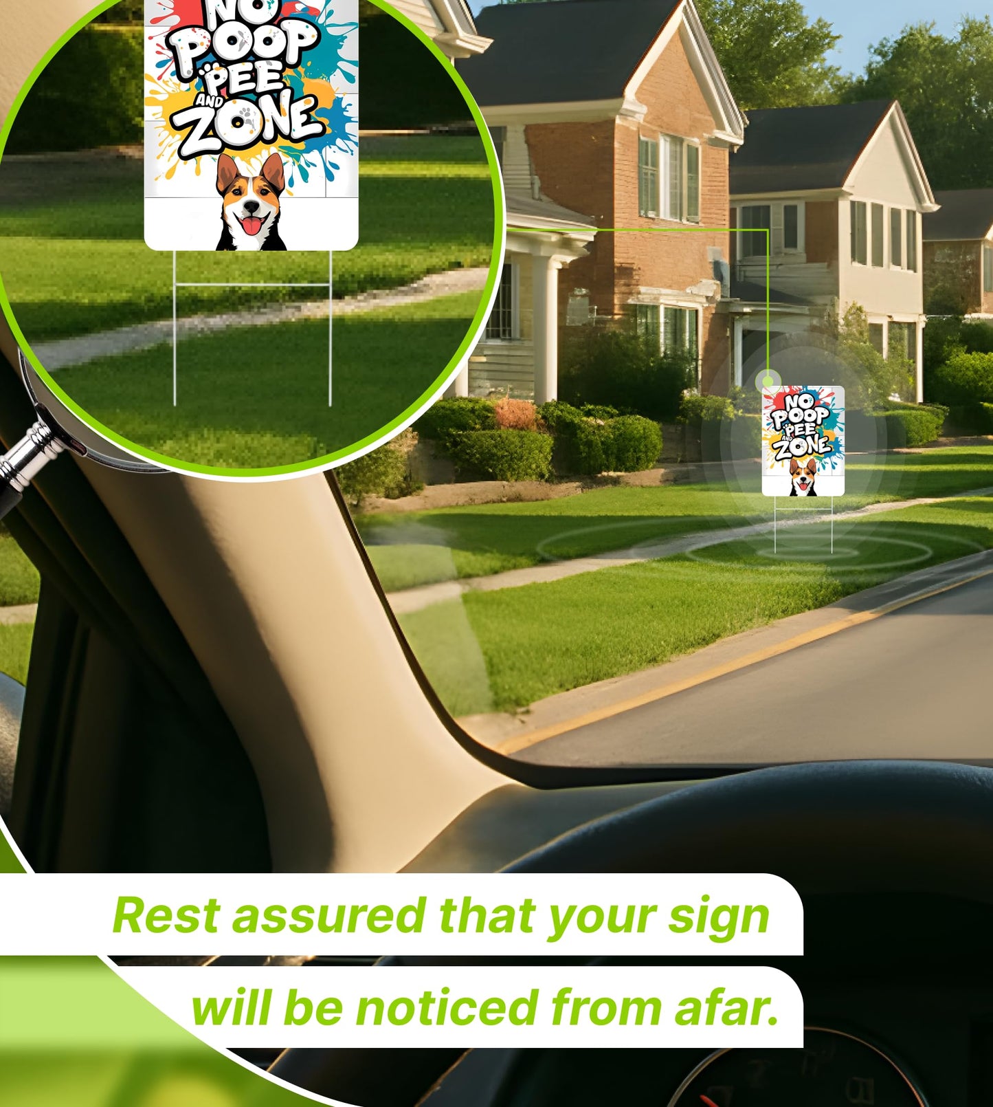 Set of 3 Double Sided 12x8 Inches Plastic Sign "No Poop and Pee Zone" With H-Stakes