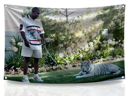3x5 ft Tyson with Pet Tiger Funny Flag – Boxing Dorm Banner