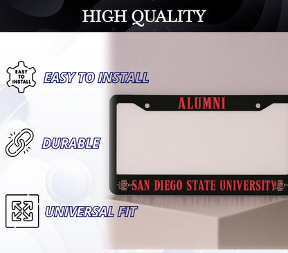 6x12.25 Inch Funny License Plate Frame for US Standard SAN Diego State University - Alumni Text License Plate Frame Stainless Steel for Front