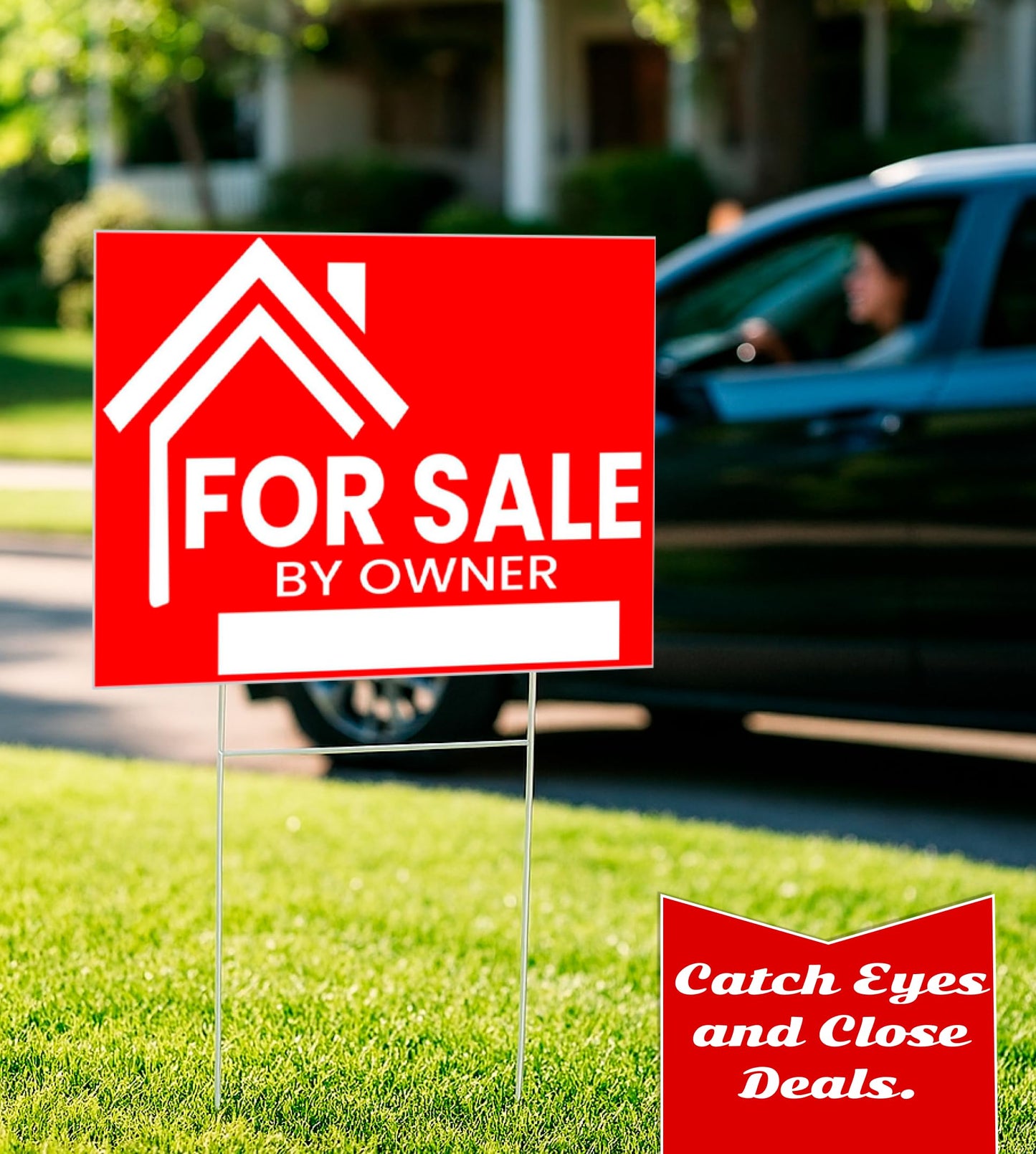 3X For Sale By Owner Yard Sign 12x16 Double Sided Yard Plastic Signs with H Stakes - Perfect for Home Owners Real Estate Directional Signs