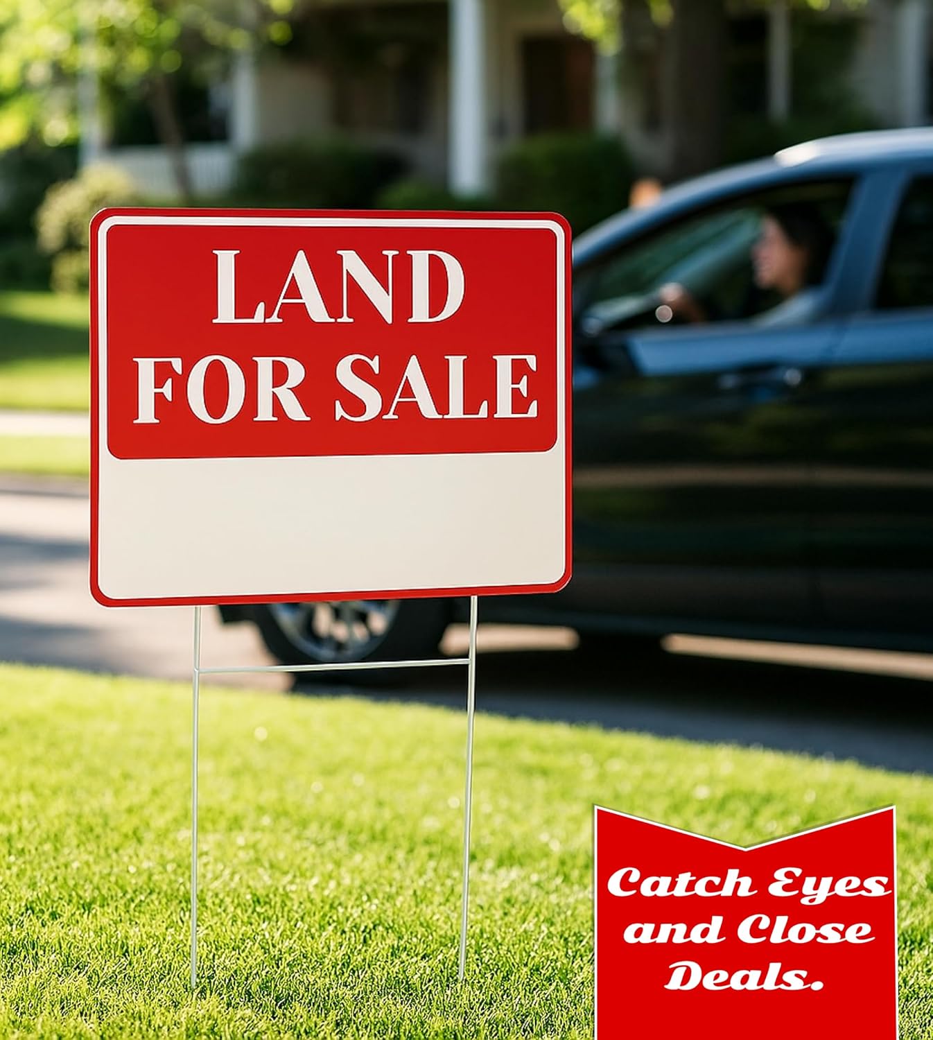 3X Double Sided 12x16 Inches Land for Sale Yard Sign with Metal Stakes