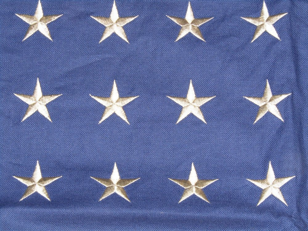 3x5 Embroidered Sewn 48 Star USA American Tea Stain Vintage Cotton Flag 3'x5'