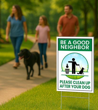 12x8 3X Neighbor Clean Up After Your Dogs Plastic Signs - No Dog Poop Double Sided Sign for Yard - No Dogs Allowed or Keep off Grass Sign