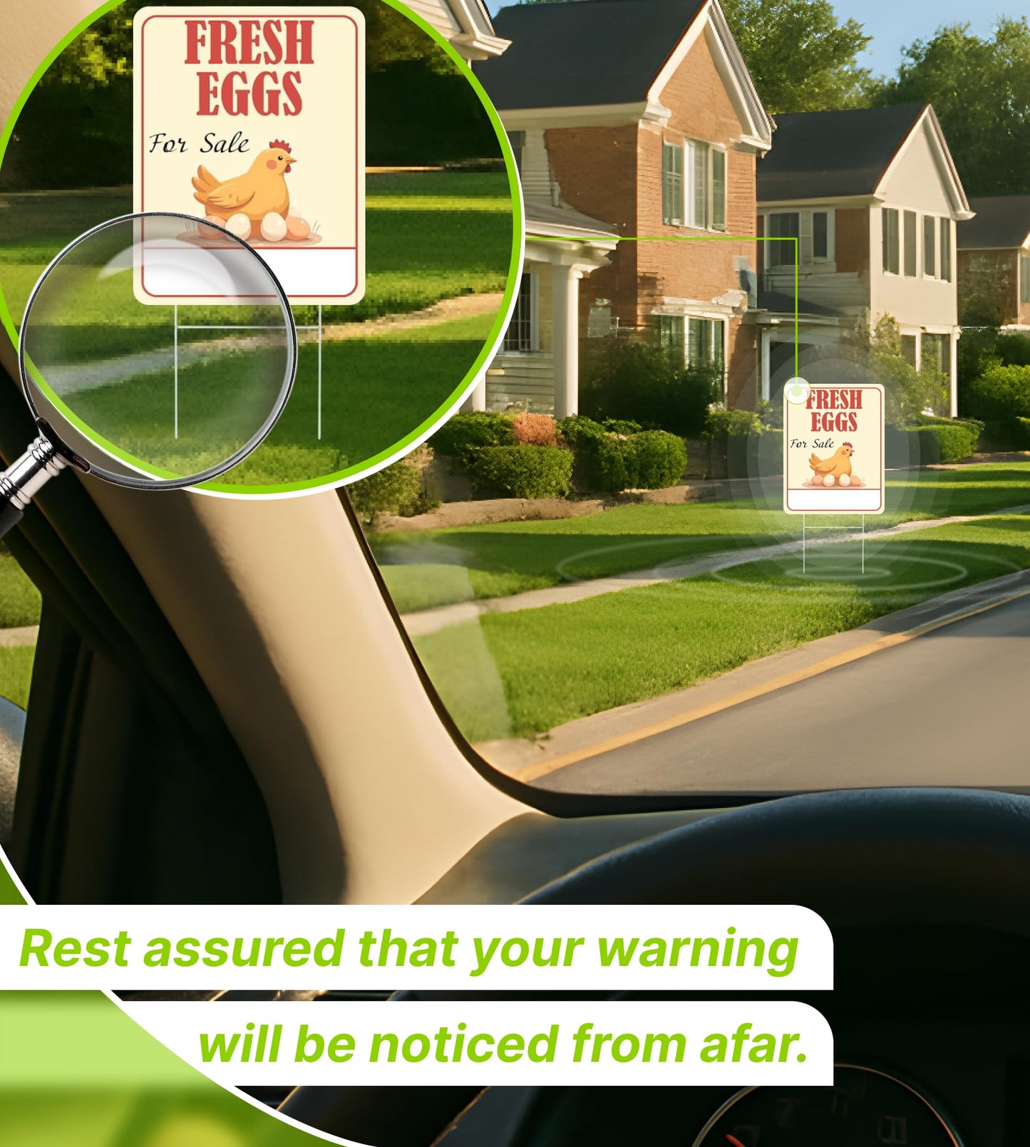 3X Double Sided 12x16 Inches Fresh Eggs For Sale Plastic Sign with Metal H-Stakes for Outdoor and Indoor