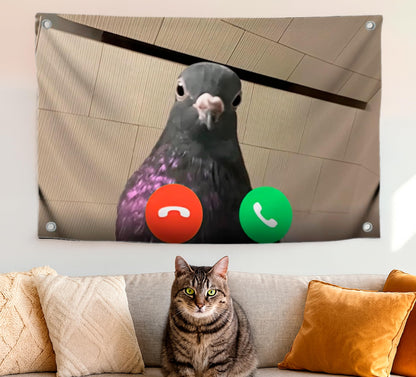 3x5 Feet Meme Flag Funny Dove with Four Brass Grommets - Single Sided Cool Meme Banners for Room - Funny Polyester Tapestry for Guys Bedroom