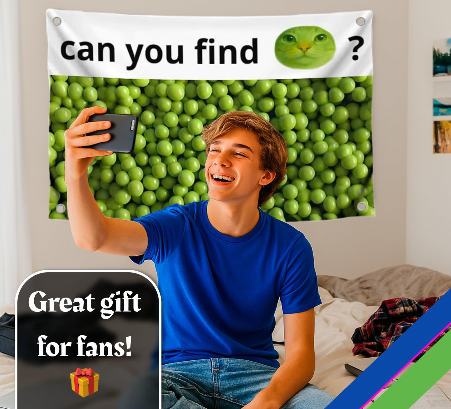 3x5 Feet Funny Single Sided Flags with Quote ''Can You Find?'' - Cool Meme Poster Polyester for Bedroom - Banners for Mens and Womens