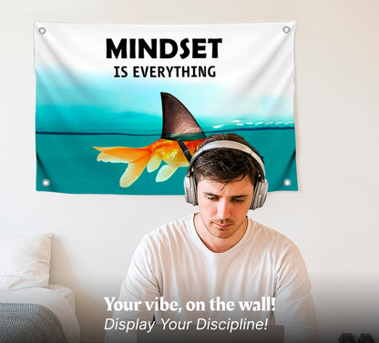 3x5 Ft Motivational Polyester Flag Mindset is Everything with 4 Grommets - Wall Art Single Sided Poster for Home or Office - Inspirational Wall Decor