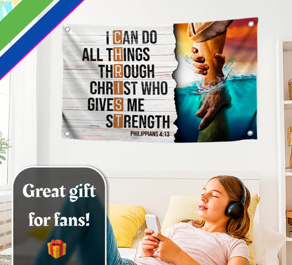 3x5 Ft Verse Wall Polyester Flag with 4 Grommets - Inspiring Spiritual Motivational Single Sided Banner - Bedroom Wall Decoration