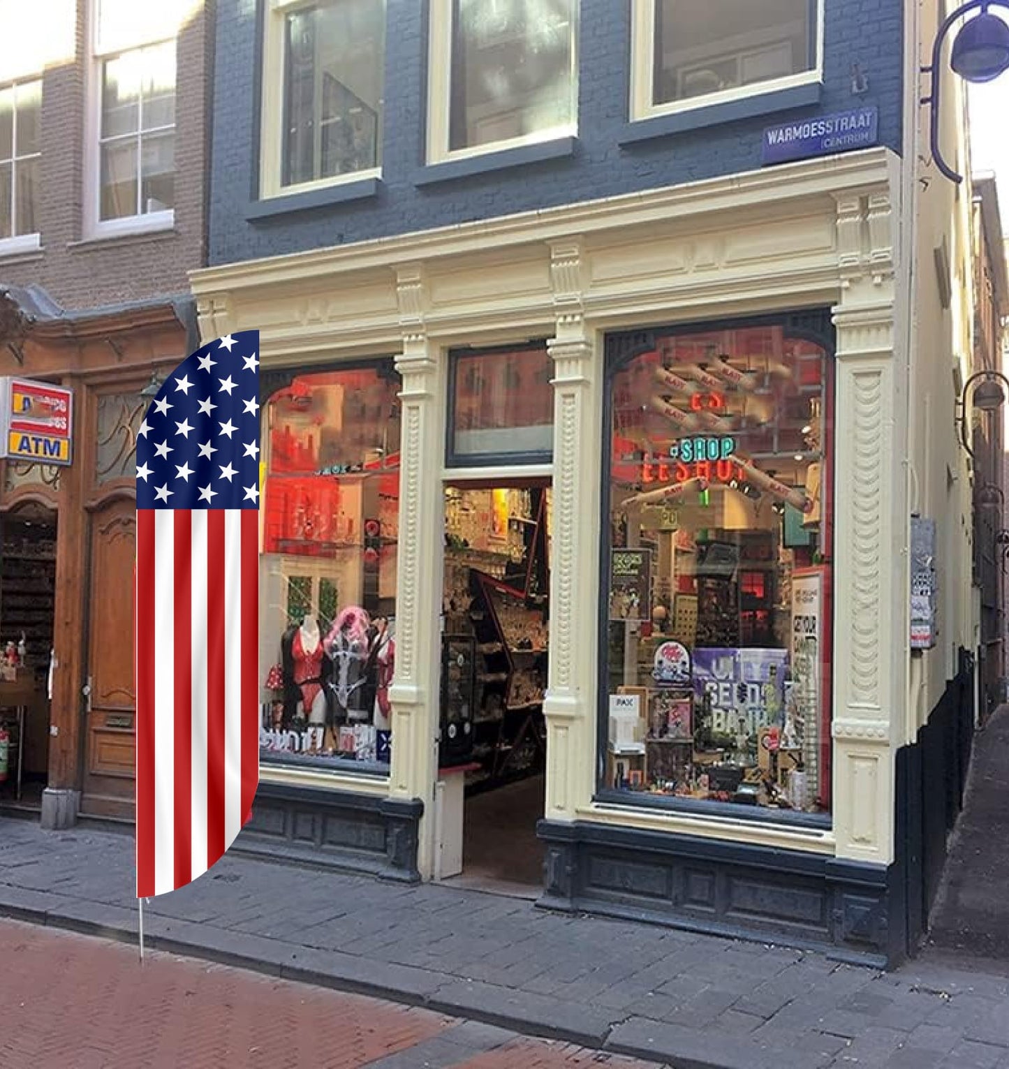 12x2.5 Ft American USA Feather Polyester Flag - Single Sided Stars Stripes Feather Tapestry 4th of July or Independence Day - American Banners Stars