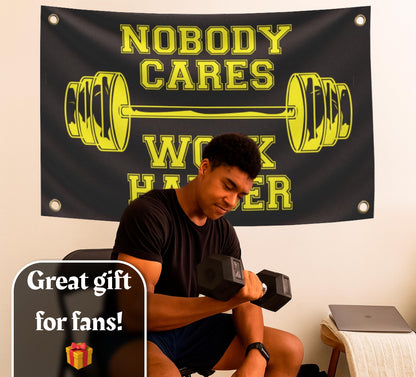 3x5 Feet Nobody Cares Work Harder Polyester Flag with 4 Grommets - Fade Resistant Single Sided Flag for Yard - Stay Motivated with Cool Art