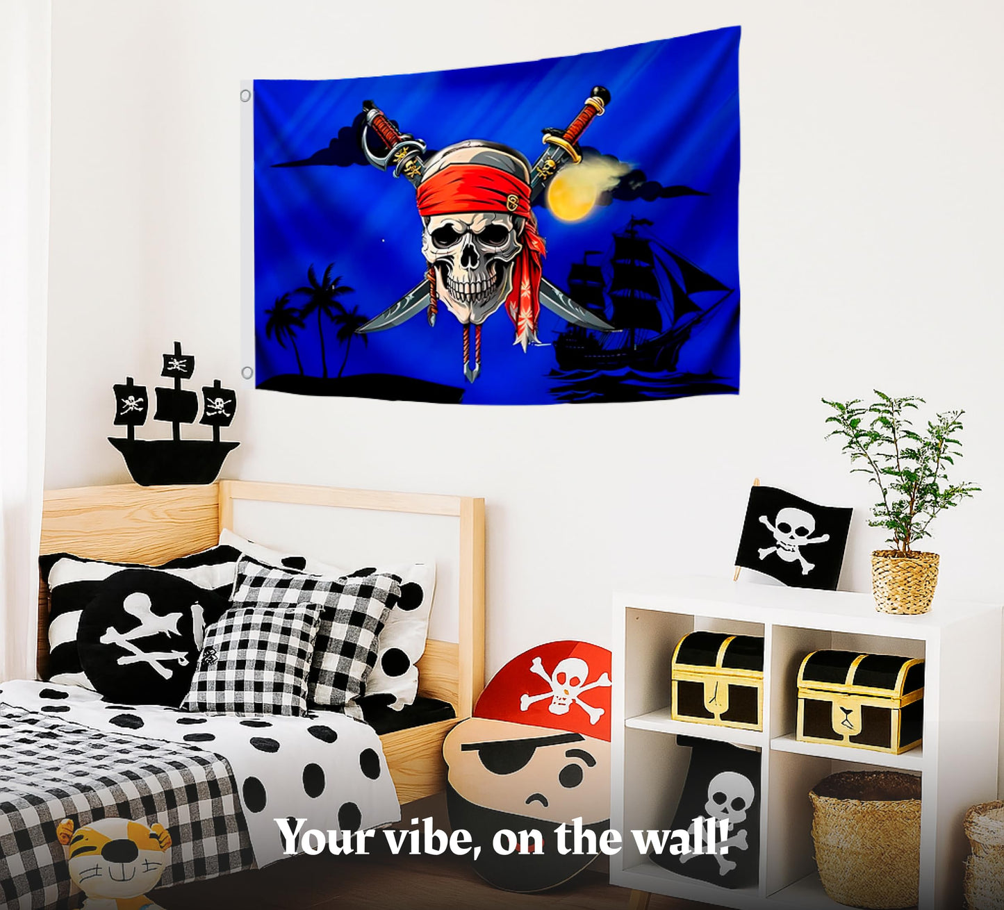3x5 Feet Pirate Polyester Flag with 2 Grommets - Pirate Ship Flag Cross Knife Flags for Indoor or Outdoor - Pirate Single Sided Flags Skull