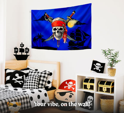 3x5 Feet Pirate Polyester Flag with 2 Grommets - Pirate Ship Flag Cross Knife Flags for Indoor or Outdoor - Pirate Single Sided Flags Skull