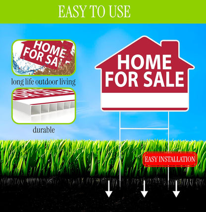 Set of 3 Signs 12x16 Inch For Sale by Owner Small Sign House Sale Advertisement With H-Stakes