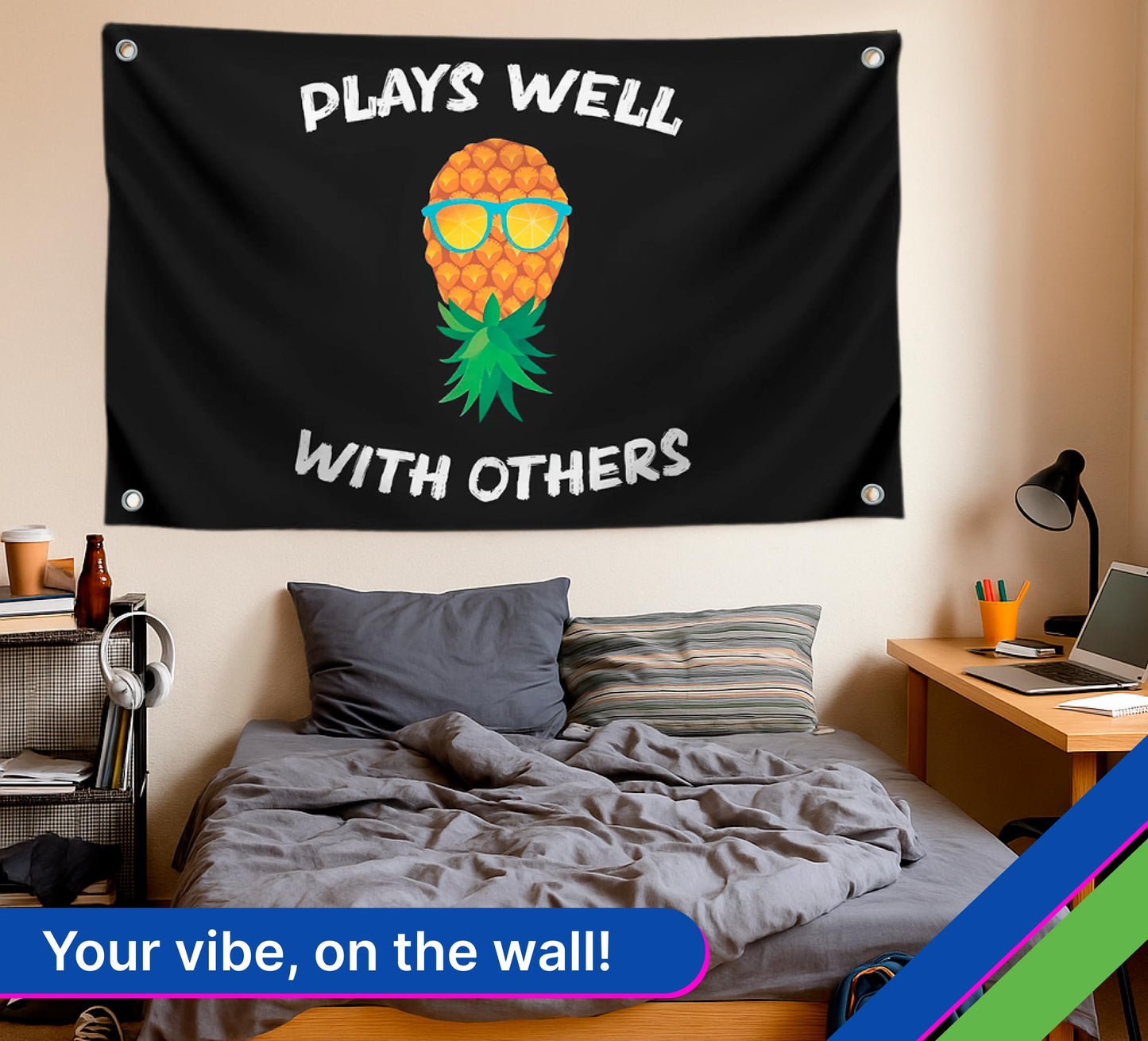 3x5 Pineapple Garden Polyester Flag with 4 Brass Grommets - Pineapple Street and Inspirational Wall Decor - Matches well with Other Pineapples Flags