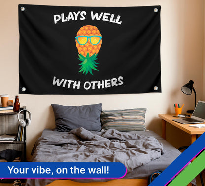 3x5 Pineapple Garden Polyester Flag with 4 Brass Grommets - Pineapple Street and Inspirational Wall Decor - Matches well with Other Pineapples Flags
