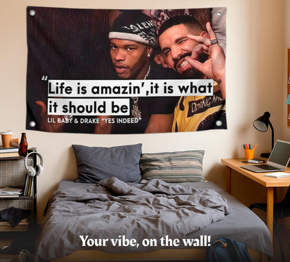 3x5 Ft Rapper and Future Funny Polyester Flag with 4 Brass Grommets - Funny Single Sided Tapestry Man Cave Wall Meme Flag for Dorm